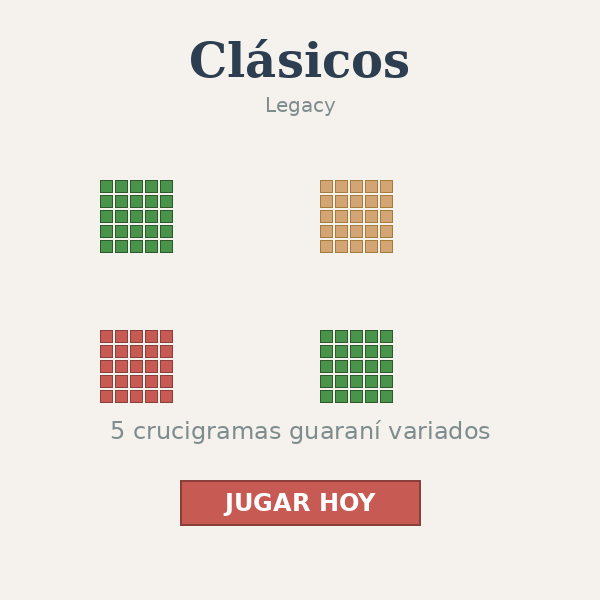 Coleccion de 5 crucigramas guarani clasicos en transicion