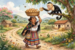 Ka'i robando chipa a chipera paraguaya en camino rural